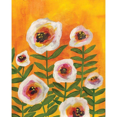 Flowers on Yellow Black Modern Wood Framed Art Print by Rupp, Mariah