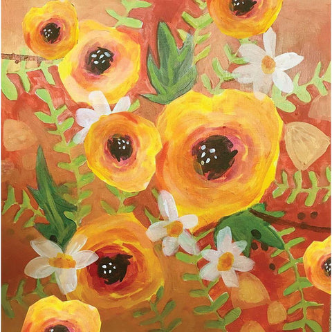 Yellow Roses Gold Ornate Wood Framed Art Print with Double Matting by Rupp, Mariah