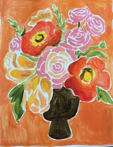 Orange on Orange White Modern Wood Framed Art Print with Double Matting by Rupp, Mariah