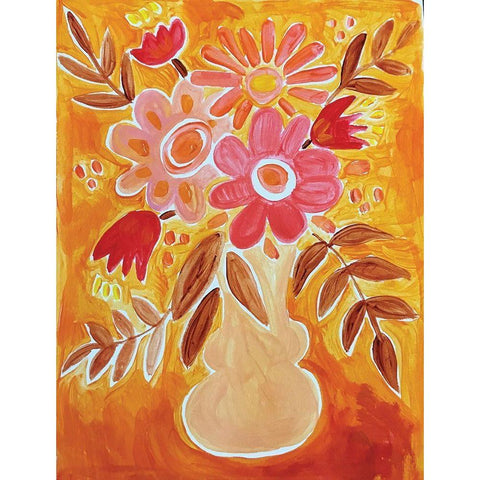 Orange Daisies Black Modern Wood Framed Art Print by Rupp, Mariah