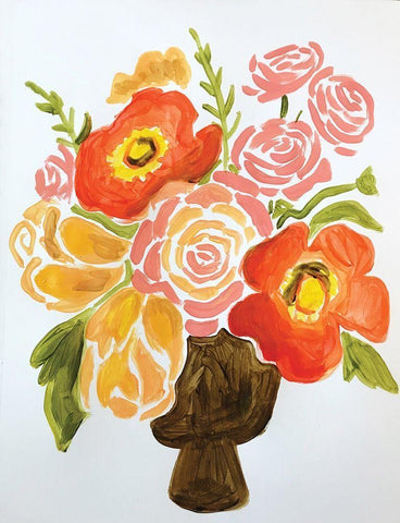 Orange on White Black Ornate Wood Framed Art Print with Double Matting by Rupp, Mariah