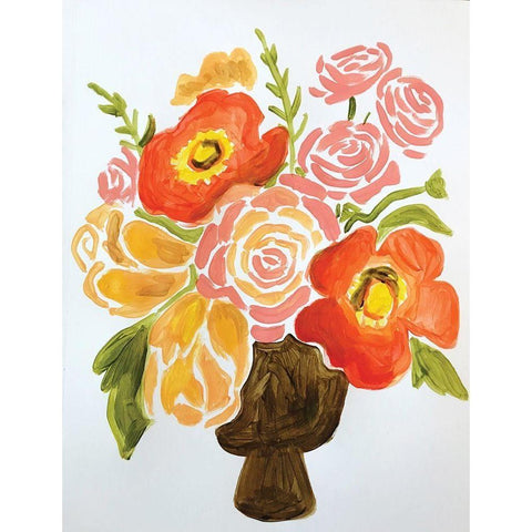 Orange on White Gold Ornate Wood Framed Art Print with Double Matting by Rupp, Mariah