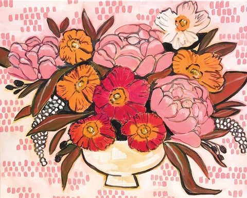 Bouquet Black Ornate Wood Framed Art Print with Double Matting by Rupp, Mariah