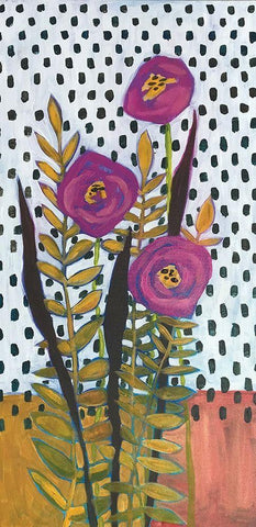 Purple Flowers White Modern Wood Framed Art Print with Double Matting by Rupp, Mariah