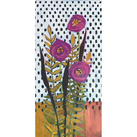 Purple Flowers Black Modern Wood Framed Art Print by Rupp, Mariah