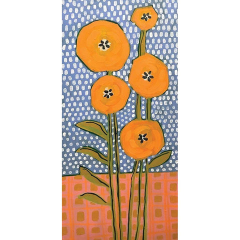 Orange on Polka Dots Black Modern Wood Framed Art Print by Rupp, Mariah