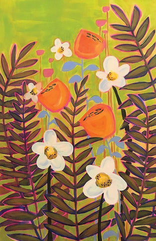 Orange Floral Black Ornate Wood Framed Art Print with Double Matting by Rupp, Mariah