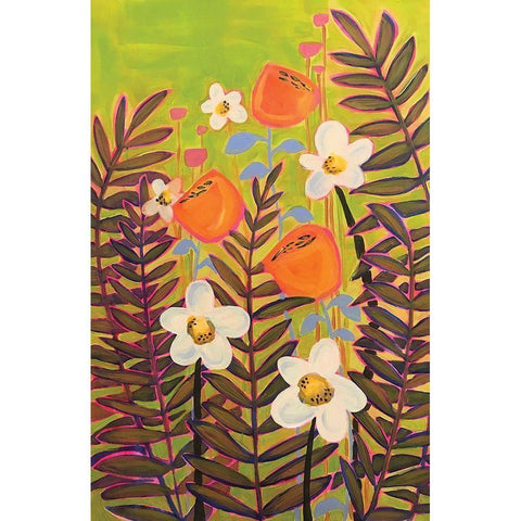 Orange Floral White Modern Wood Framed Art Print by Rupp, Mariah