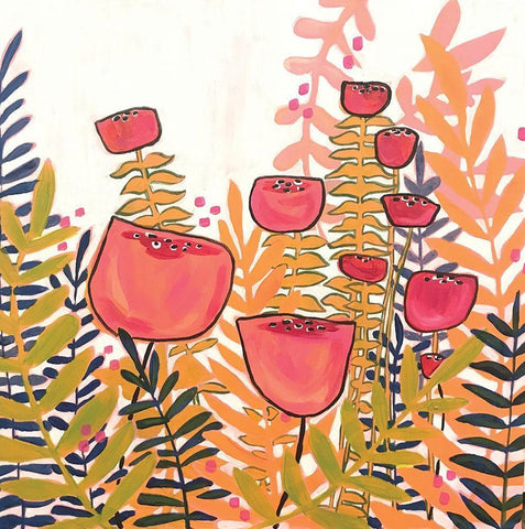 Tulips on White Black Ornate Wood Framed Art Print with Double Matting by Rupp, Mariah