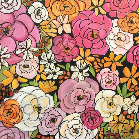 Flowers 3 Black Modern Wood Framed Art Print by Rupp, Mariah