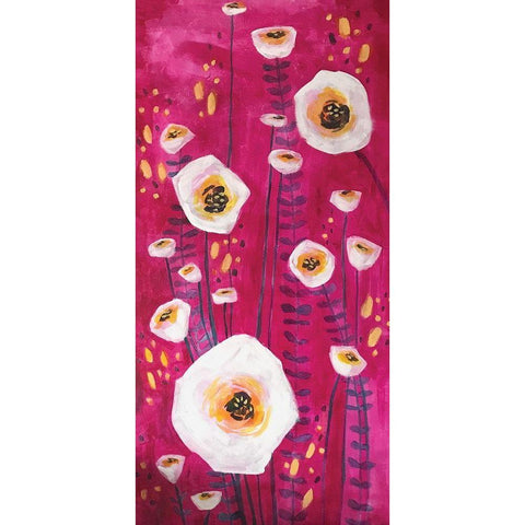 Pink Flowers Black Modern Wood Framed Art Print with Double Matting by Rupp, Mariah