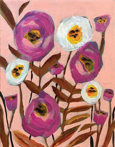 Pink on Pink White Modern Wood Framed Art Print with Double Matting by Rupp, Mariah