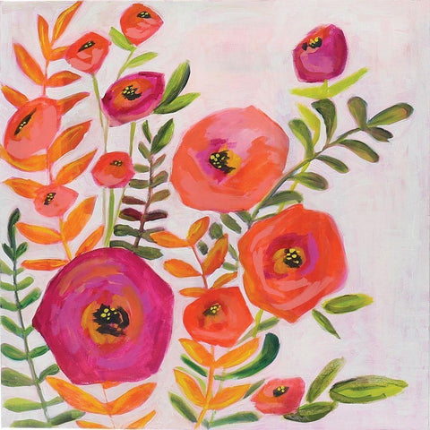 Flowers and Leaves Gold Ornate Wood Framed Art Print with Double Matting by Rupp, Mariah