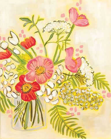 Flowers on White White Modern Wood Framed Art Print with Double Matting by Rupp, Mariah