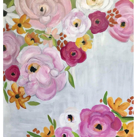 Pink Roses Black Modern Wood Framed Art Print with Double Matting by Rupp, Mariah