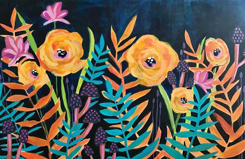 Flowers Black Ornate Wood Framed Art Print with Double Matting by Rupp, Mariah