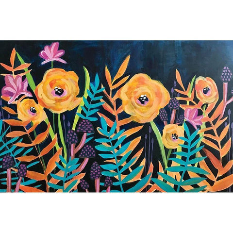 Flowers Black Modern Wood Framed Art Print with Double Matting by Rupp, Mariah