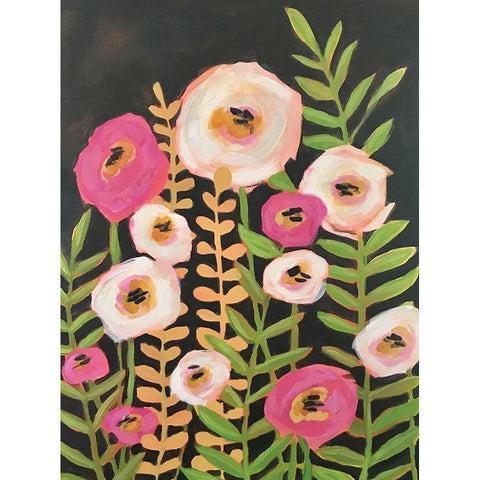 Flowers at Night Gold Ornate Wood Framed Art Print with Double Matting by Rupp, Mariah