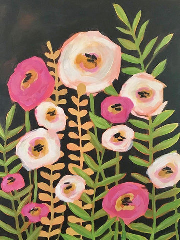 Flowers at Night White Modern Wood Framed Art Print with Double Matting by Rupp, Mariah