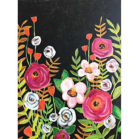 Flowers on Black II White Modern Wood Framed Art Print by Rupp, Mariah