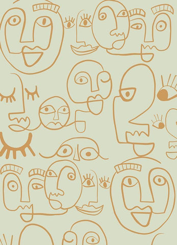 Face Lines White Modern Wood Framed Art Print with Double Matting by Rupp, Mariah