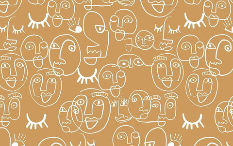 Faces White Modern Wood Framed Art Print with Double Matting by Rupp, Mariah