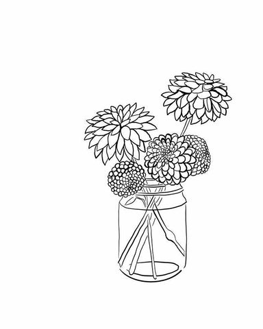 Dahlias White Modern Wood Framed Art Print with Double Matting by Rupp, Mariah