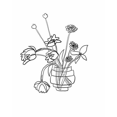 Tulips Black Modern Wood Framed Art Print with Double Matting by Rupp, Mariah