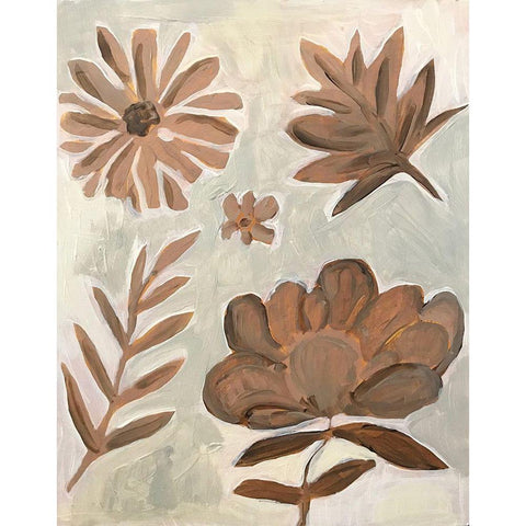 Brown Flowers White Modern Wood Framed Art Print by Rupp, Mariah