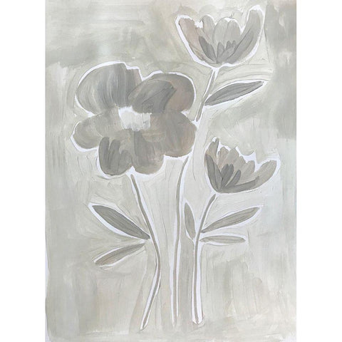 Grey Flowers Black Modern Wood Framed Art Print with Double Matting by Rupp, Mariah