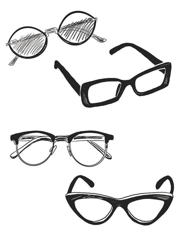 Eyeglasses Black Ornate Wood Framed Art Print with Double Matting by Rupp, Mariah