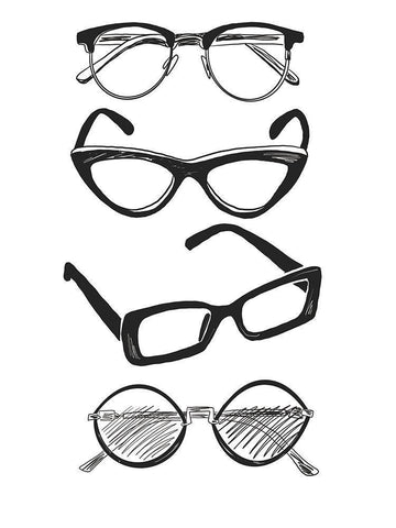 Stacked Glasses White Modern Wood Framed Art Print with Double Matting by Rupp, Mariah