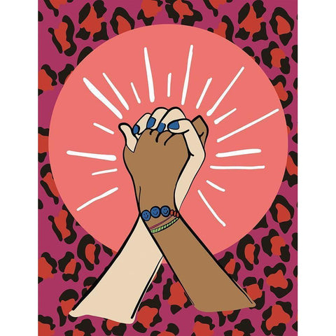 Hands Cheetah Black Modern Wood Framed Art Print with Double Matting by Rupp, Mariah