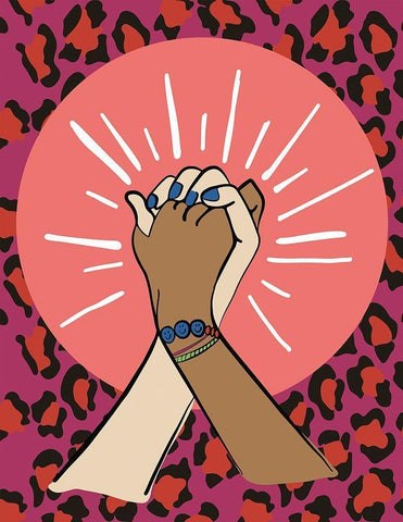 Hands Cheetah White Modern Wood Framed Art Print with Double Matting by Rupp, Mariah