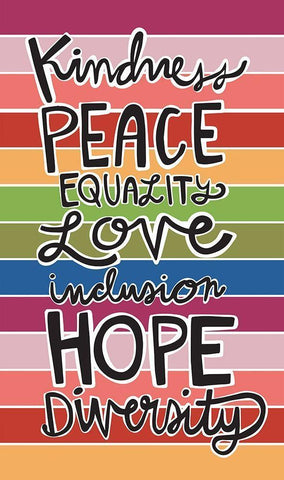 Kindness Rainbow White Modern Wood Framed Art Print with Double Matting by Rupp, Mariah