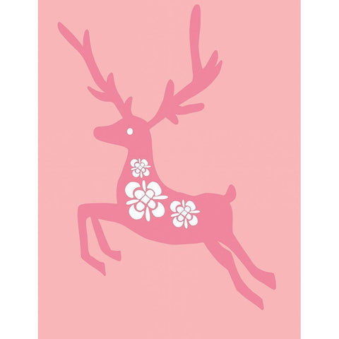 Blush Reindeer Black Modern Wood Framed Art Print with Double Matting by Rupp, Mariah