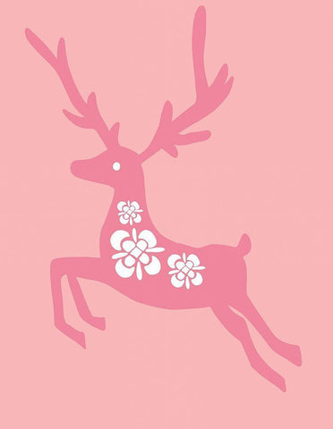 Blush Reindeer Black Ornate Wood Framed Art Print with Double Matting by Rupp, Mariah