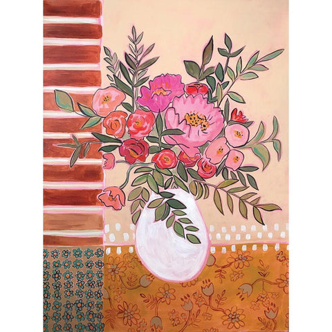 Pink Flowers White Modern Wood Framed Art Print by Rupp, Mariah