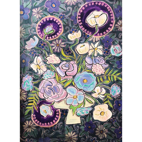 Purple Floral Black Modern Wood Framed Art Print by Rupp, Mariah