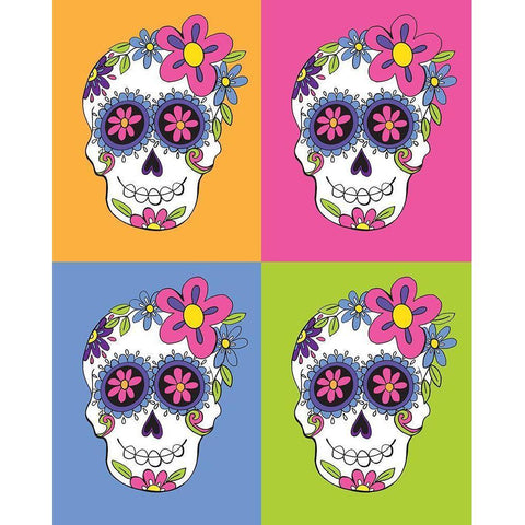 Sugar Skulls Black Modern Wood Framed Art Print with Double Matting by Rupp, Mariah