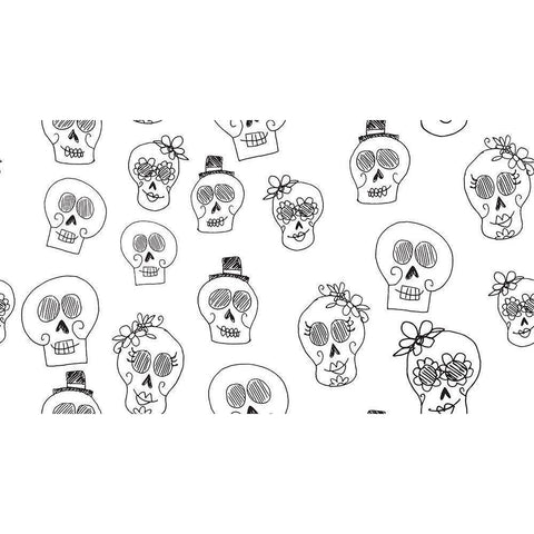 Sugar Skull Pattern Black Modern Wood Framed Art Print with Double Matting by Rupp, Mariah