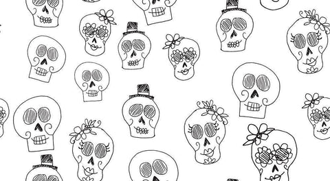 Sugar Skull Pattern Black Ornate Wood Framed Art Print with Double Matting by Rupp, Mariah