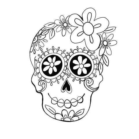 BW Sugar Skull  Black Modern Wood Framed Art Print by Rupp, Mariah