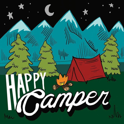 Happy Camper Black Modern Wood Framed Art Print by Rupp, Mariah