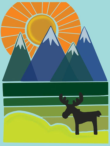 Moose White Modern Wood Framed Art Print with Double Matting by Rupp, Mariah