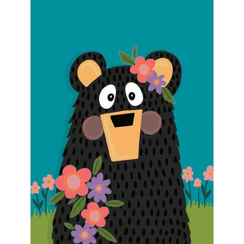 Girl Bear Black Modern Wood Framed Art Print with Double Matting by Rupp, Mariah