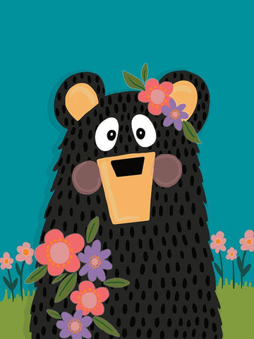 Girl Bear Black Ornate Wood Framed Art Print with Double Matting by Rupp, Mariah