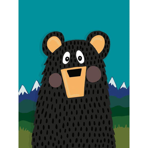 Boy Bear Black Modern Wood Framed Art Print with Double Matting by Rupp, Mariah