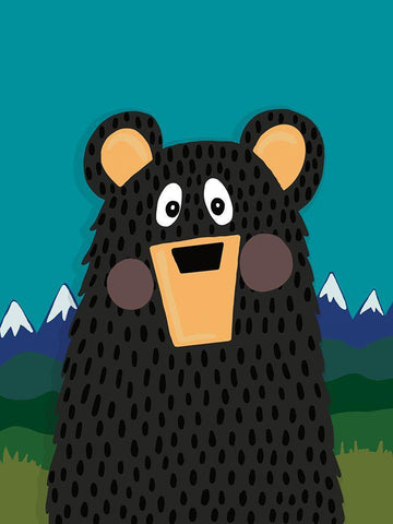 Boy Bear Black Ornate Wood Framed Art Print with Double Matting by Rupp, Mariah