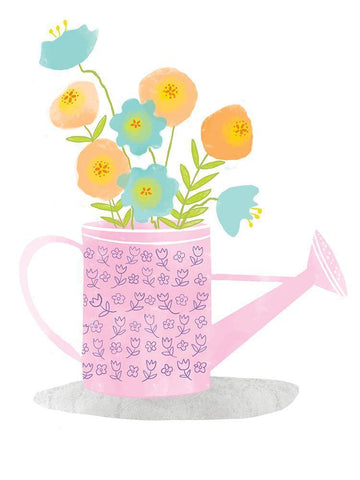 Watering Can Black Ornate Wood Framed Art Print with Double Matting by Rupp, Mariah